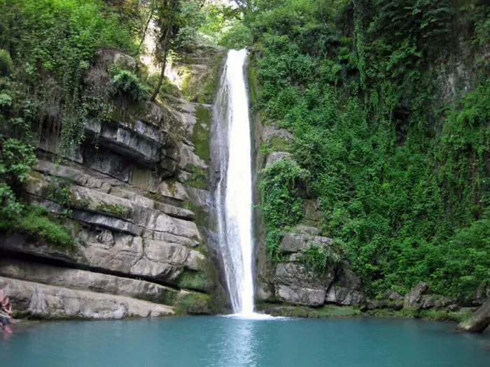 آبشار خروشان باپوشش گیاهی سرسبز اطرافش 4525163