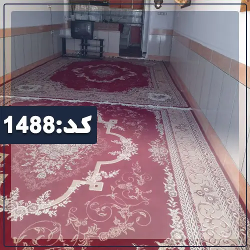 تلویزیون و فرش قرمز سالن نشیمن ویلا در آزادشهر